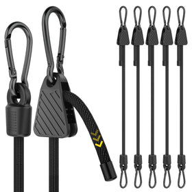 Rugtol adjustable bungee cord in use, showing length customization for secure cargo.
