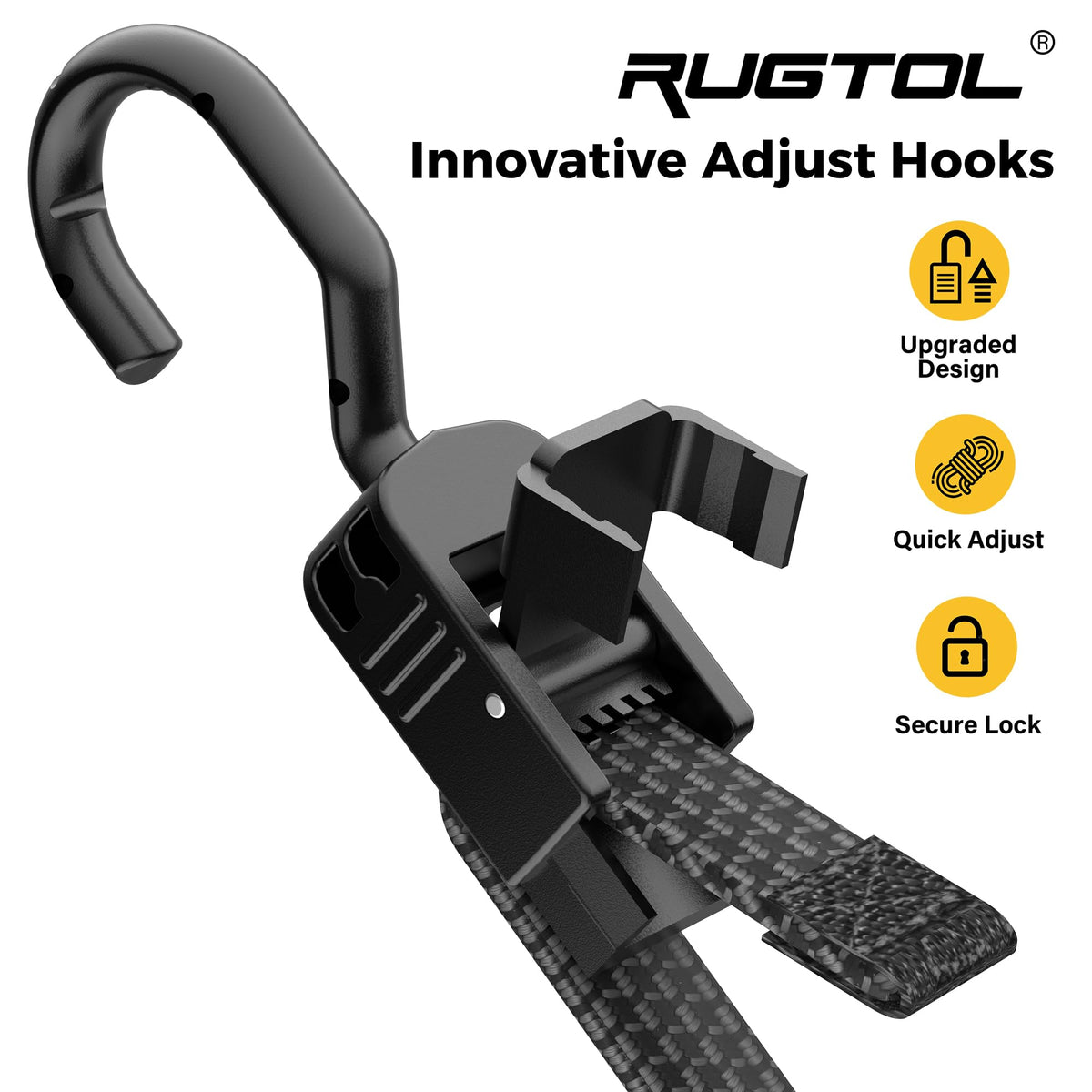 Rugtol heavy-duty-hooks with steel core for secure holds.