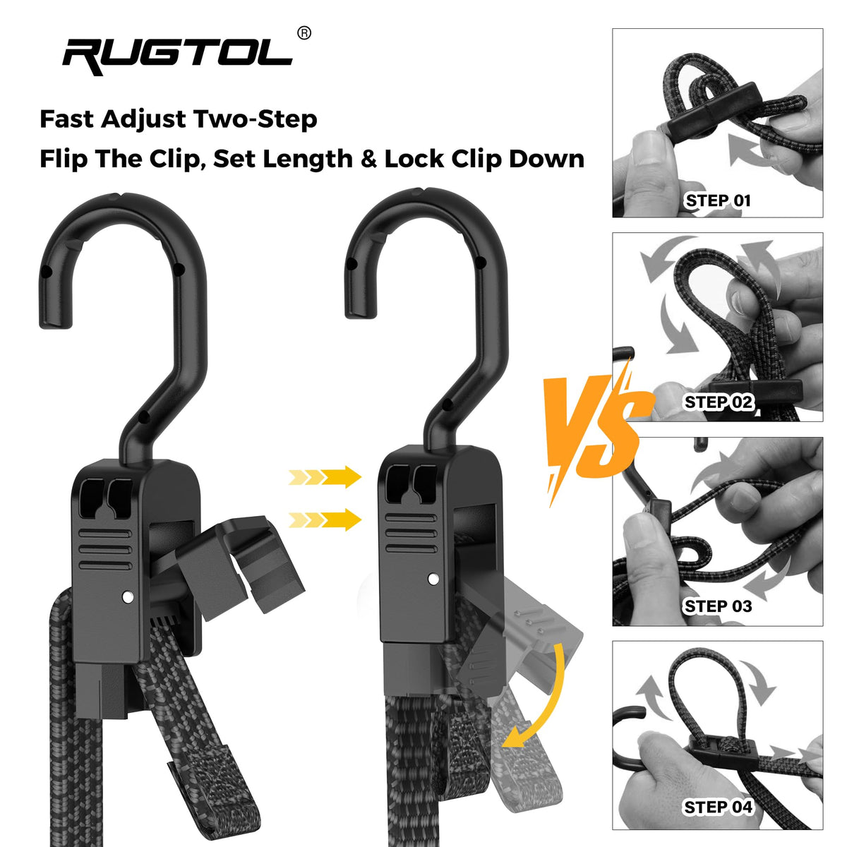 Rugtol latex-core elastic with UV-resistant sheath for durability.