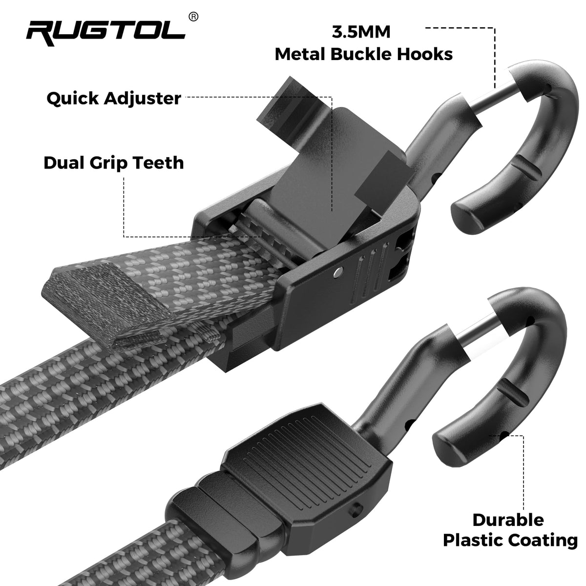 Rugtol UV-resistant sheath preserves elasticity in sun.