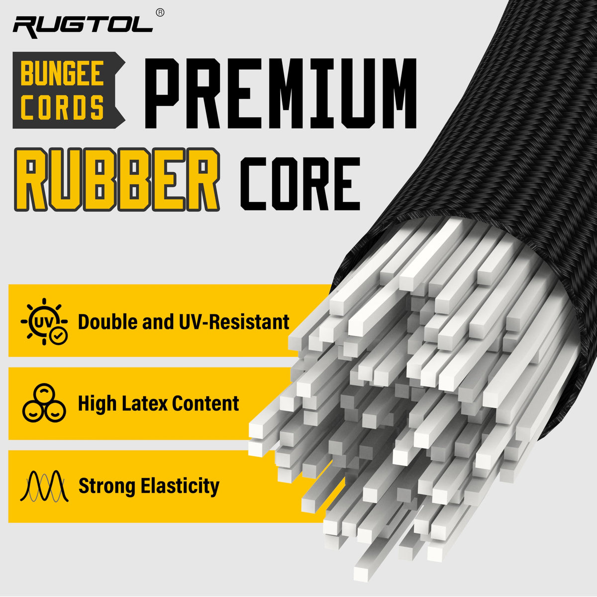 Rugtol six-pack bungee cords ideal for versatile outdoor organization.
