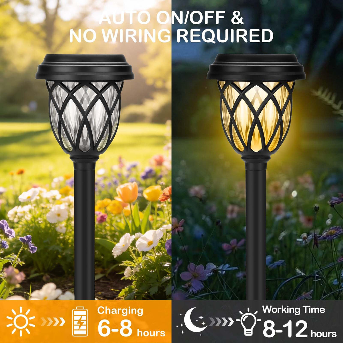 Ruhhotili warm white glow enhances patios, yards, and driveways.
