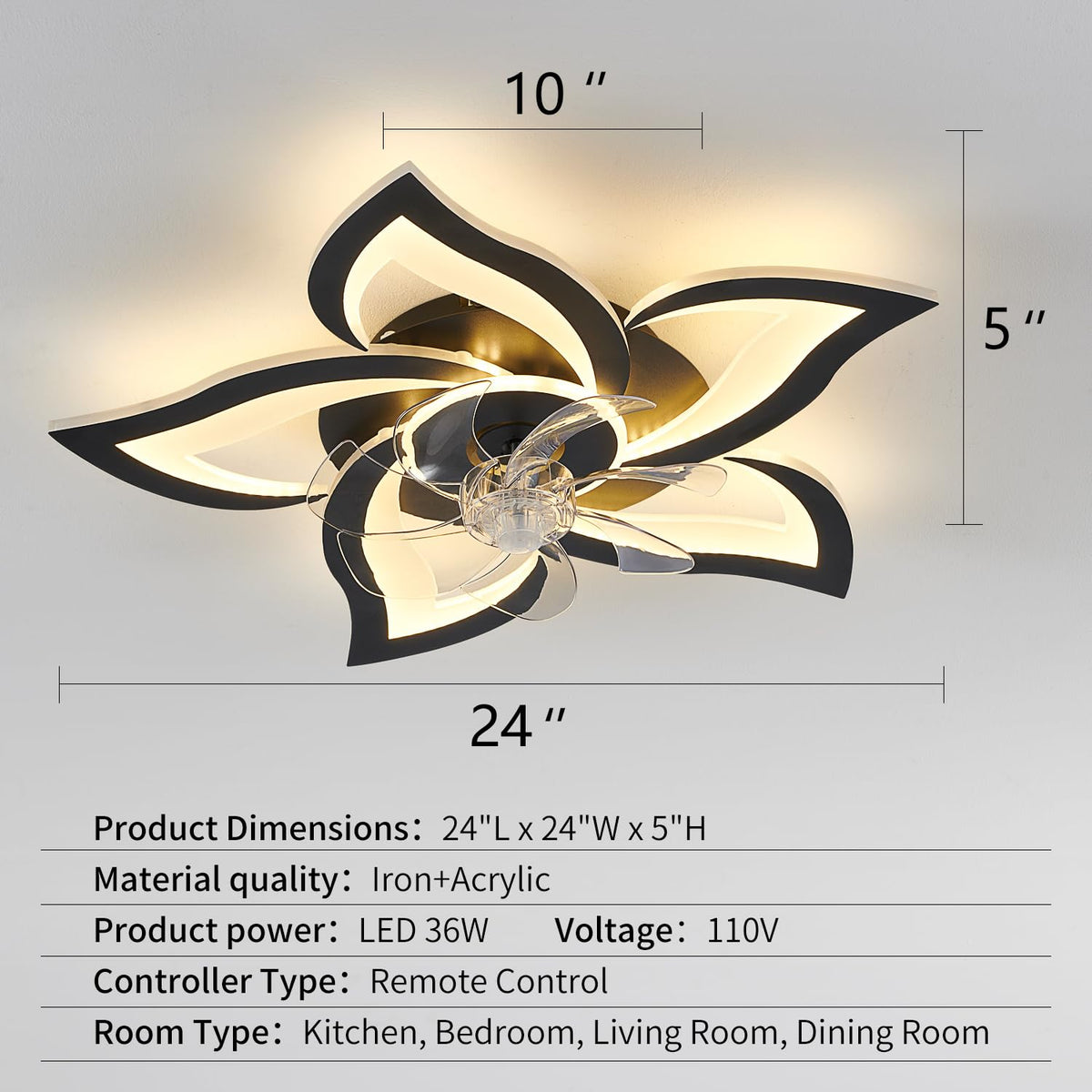 Ruibutrade low-profile flush-mount design fits tight ceilings
