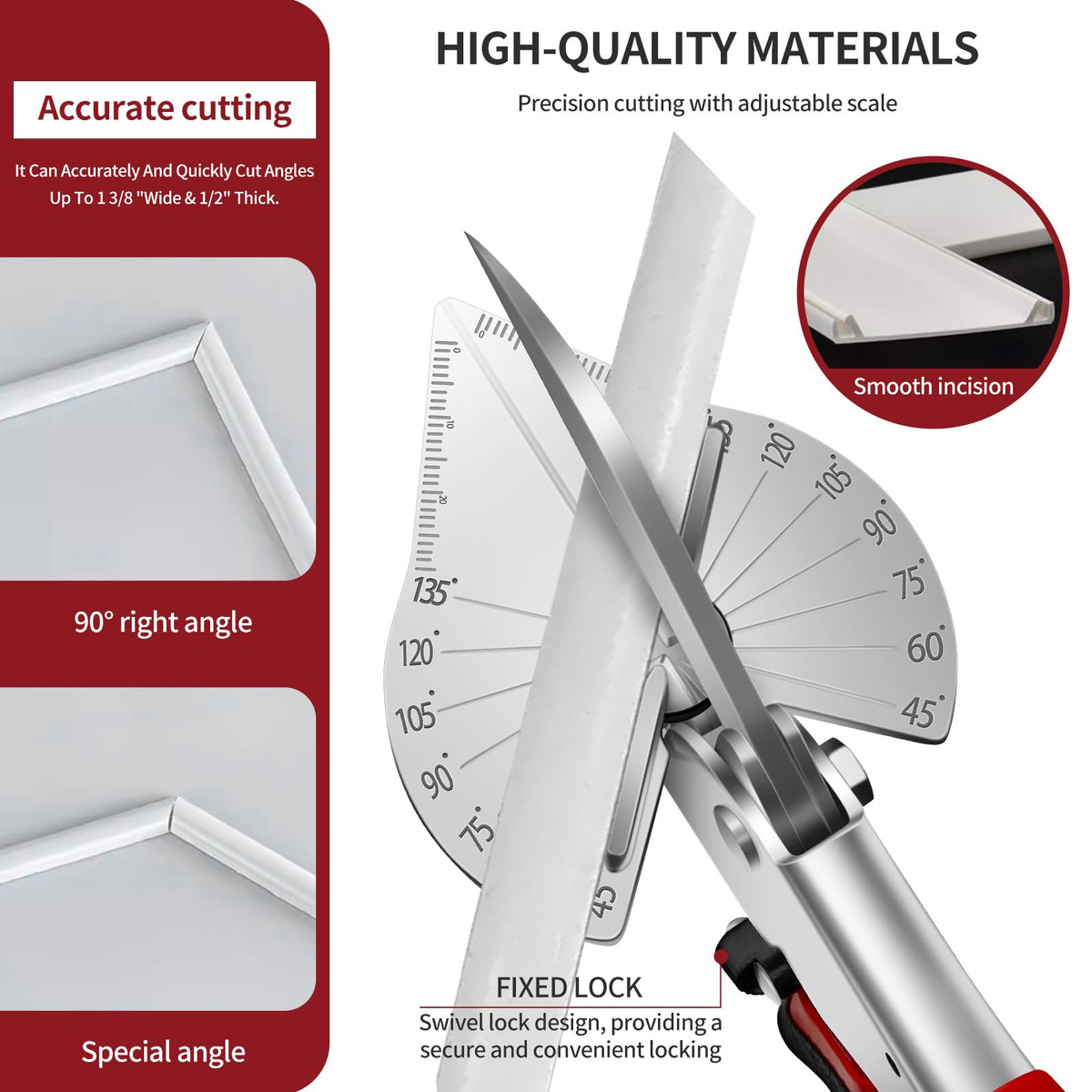 RUIDELI Miter Shears lightweight aluminum body reduces user fatigue during long jobs.