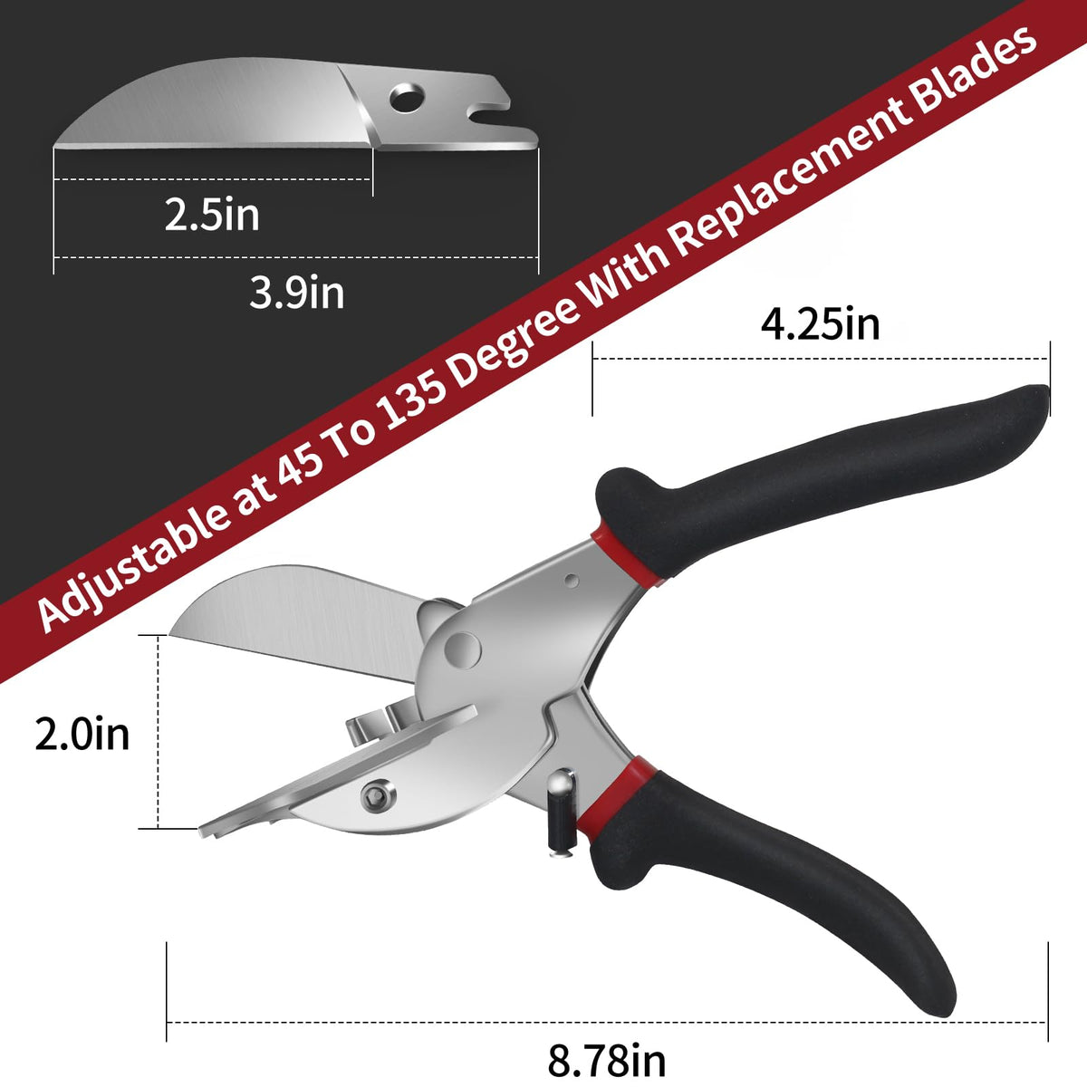 RUIDELI Miter Shears angle scale guides precise cuts for accurate results.