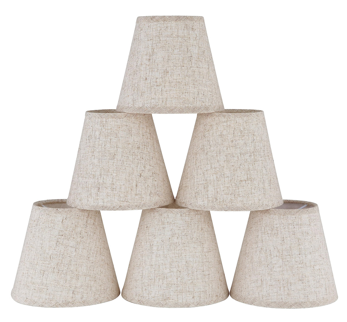 Ruiever 6-pack beige linen lampshade with clip-on bottom adds soft ambient lighting.