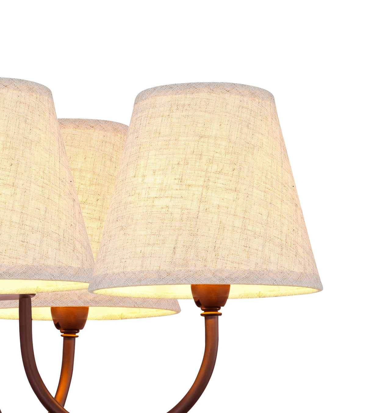 Ruiever clip-on shade showing metal clip mechanism in beige linen.