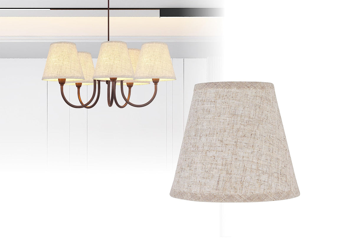 Ruiever 6-pack beige linen lampshade suitable for chandeliers and wall lights.