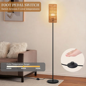 Ruiever floor lamp with E26 base accepts standard bulbs for easy replacement.