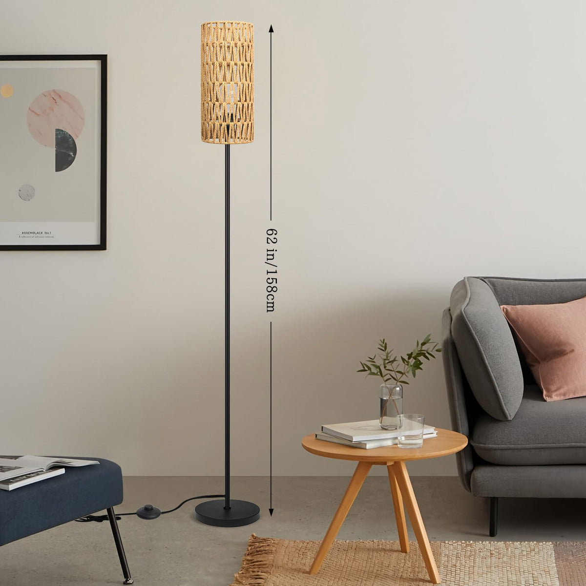 Ruiever floor lamp rattan shade adds handmade warmth to any room.