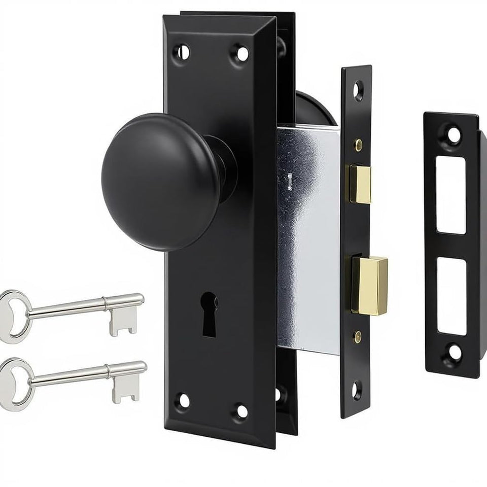Ruigrit vintage mortise lock body close-up shows rustproof zinc alloy durability.
