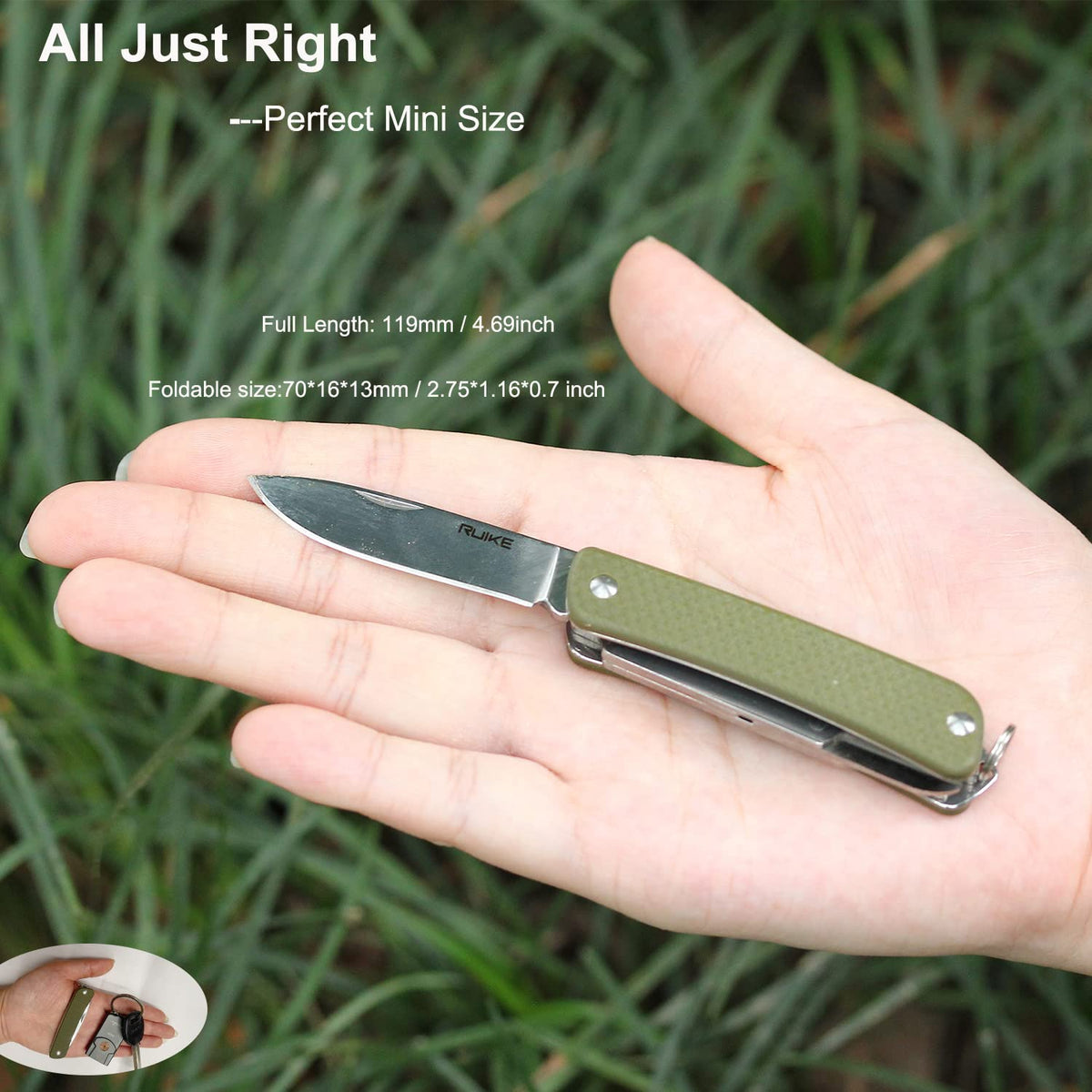 Ruike keychain knife scissors for quick trimming in outdoor projects