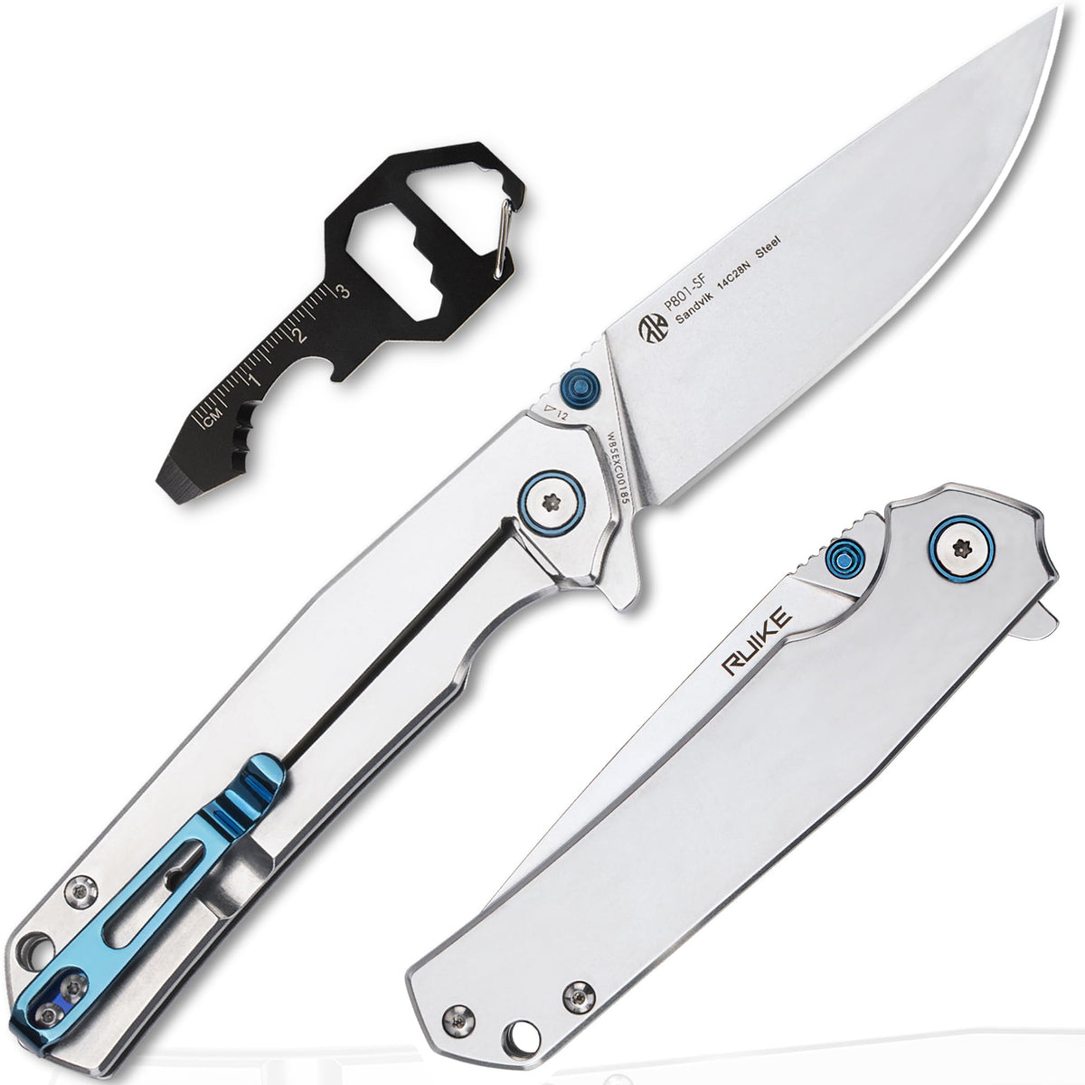 Ruike knife blade close-up showing 14C28N steel edge durability for daily use