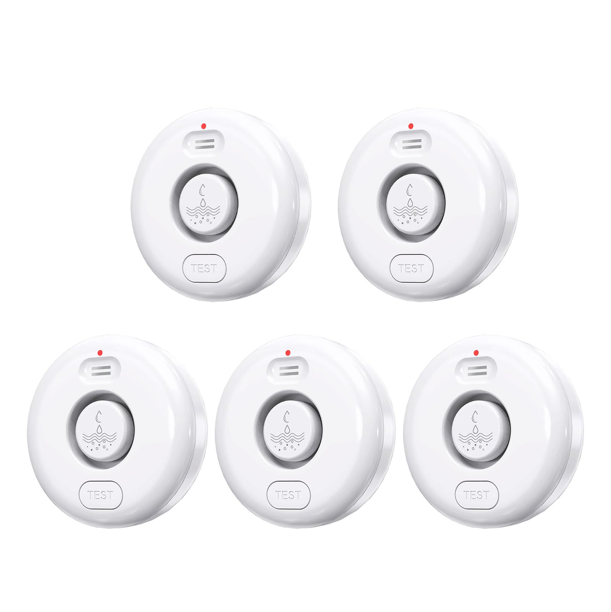 RUIKORING 5-pack water-leak-detector front view for early flood awareness and protection.