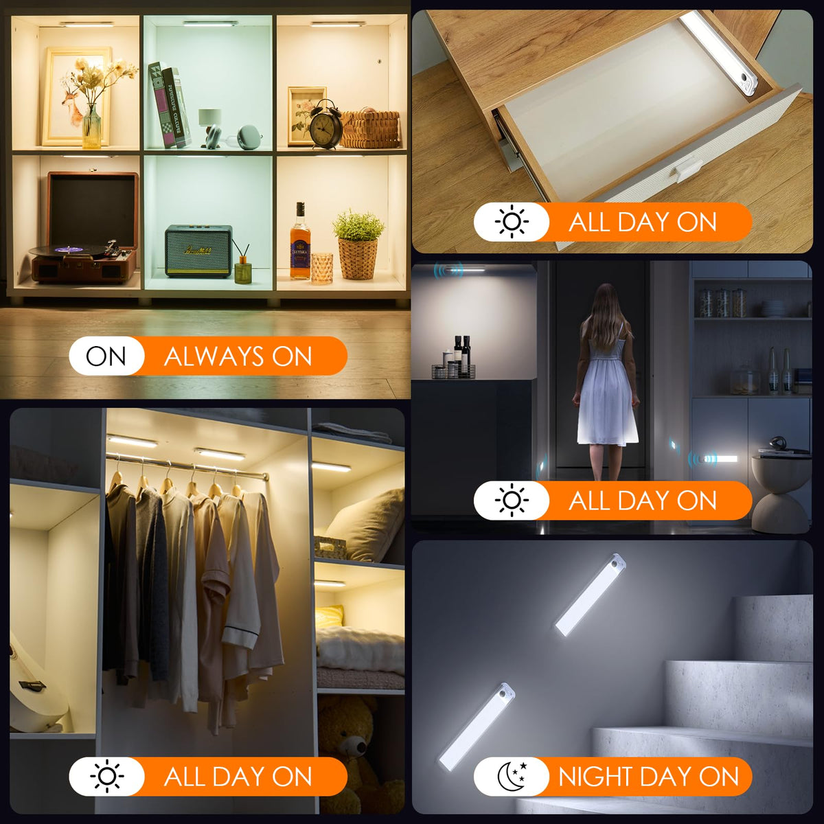 RUIKORING closet lighting helps finding items quickly in wardrobe spaces.