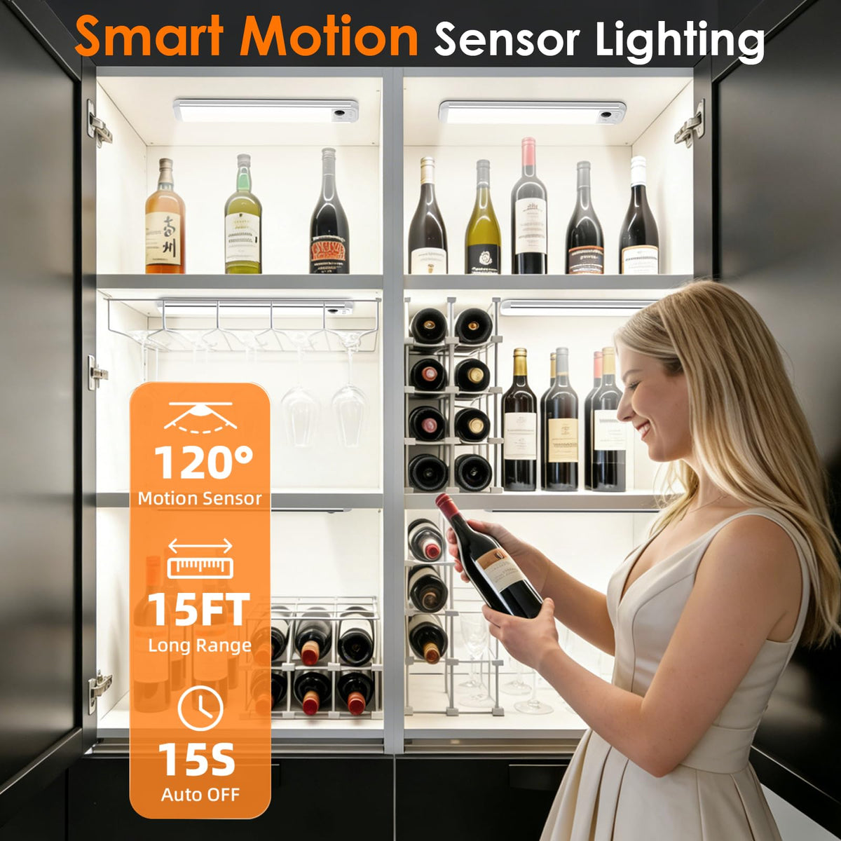 RUIKORING dimmable under-cabinet lighting offers stepless brightness control for any task.
