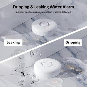 RUIKORING leak detectors in a kitchen/bathroom setup