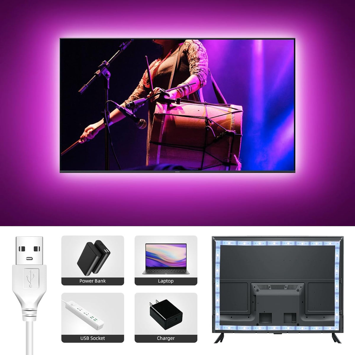 RUISHINE LED strip bedroom/living room ambiance enhances relaxation