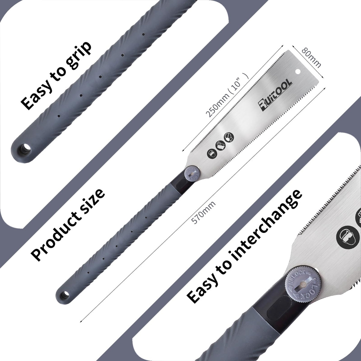 RUITOOL 12-inch comfort-grip handle reduces fatigue