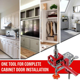 RUITOOL cabinet door mounting jig demonstrates secure one-person setup