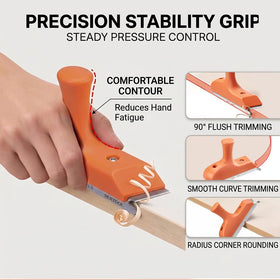 RUITOOL edge banding trimmer in curved-edge trimming action