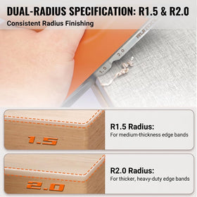 RUITOOL edge banding trimmer R1.5 and R2 chamfer grooves guide chamfers
