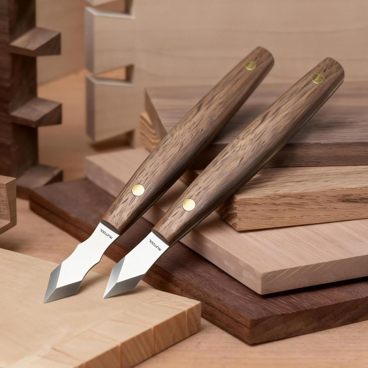 RUITOOL marking knife set in a gift-worthy bamboo box