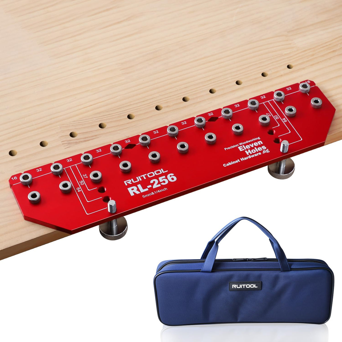 RUITOOL Shelf Pin Jig with 11 holes for fast, precise shelf installation.