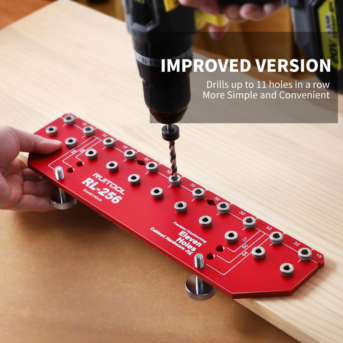 RUITOOL kit showing 1/4" and 5mm bits with labeled bushings for easy setup.