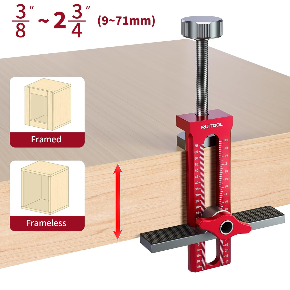 RUITOOL Upgrade 3-in-1 Jig door clamp secures doors during alignment for precise reveals.