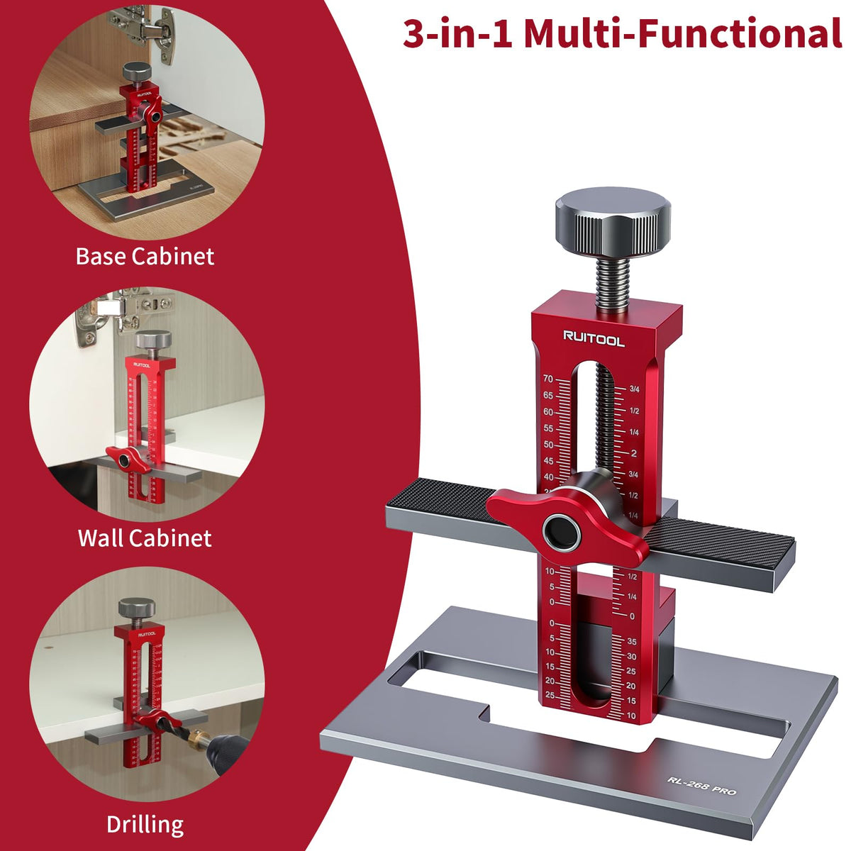 RUITOOL Upgrade 3-in-1 Jig vertical adjustment handles precise reveals for large kitchen renovations.
