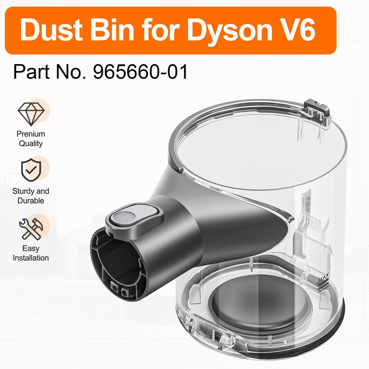 RUKHOOL V6 dust bin packaging image highlights compatibility and replacement