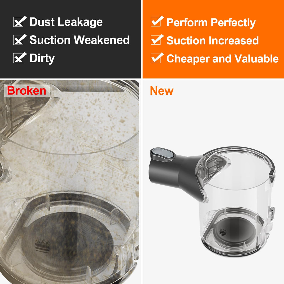 RUKHOOL V6 dust bin sealing performance demonstrates dust containment