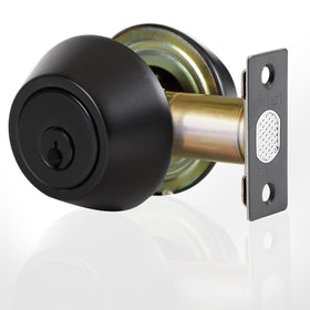Rulart double keyed deadbolt lock front view enables secure two-way access for homes.