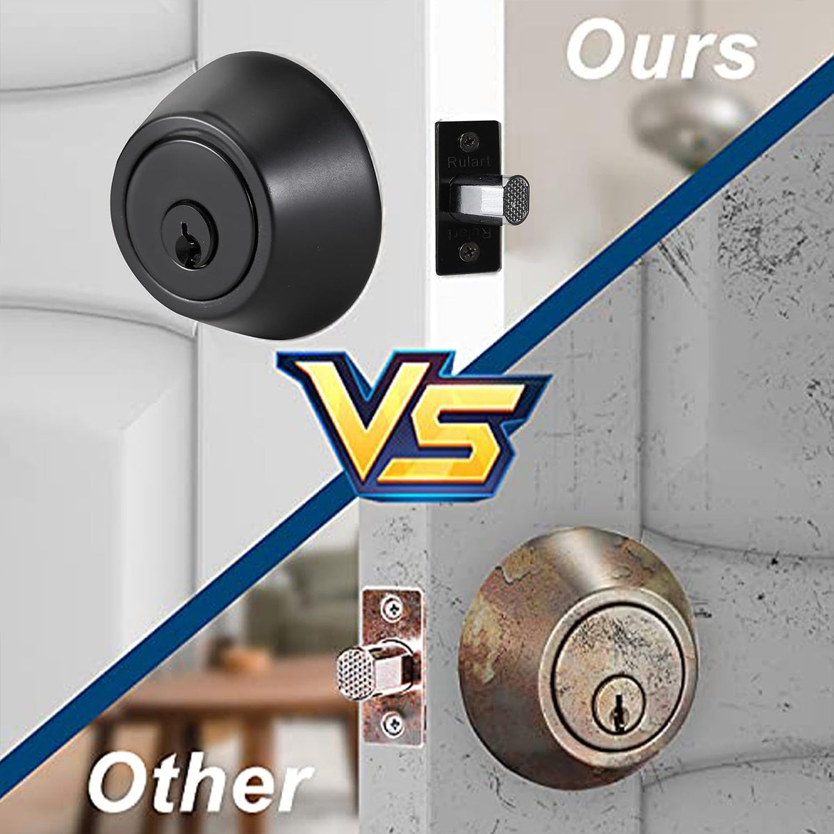 Rulart latch quality image demonstrates sturdy steel latch construction.