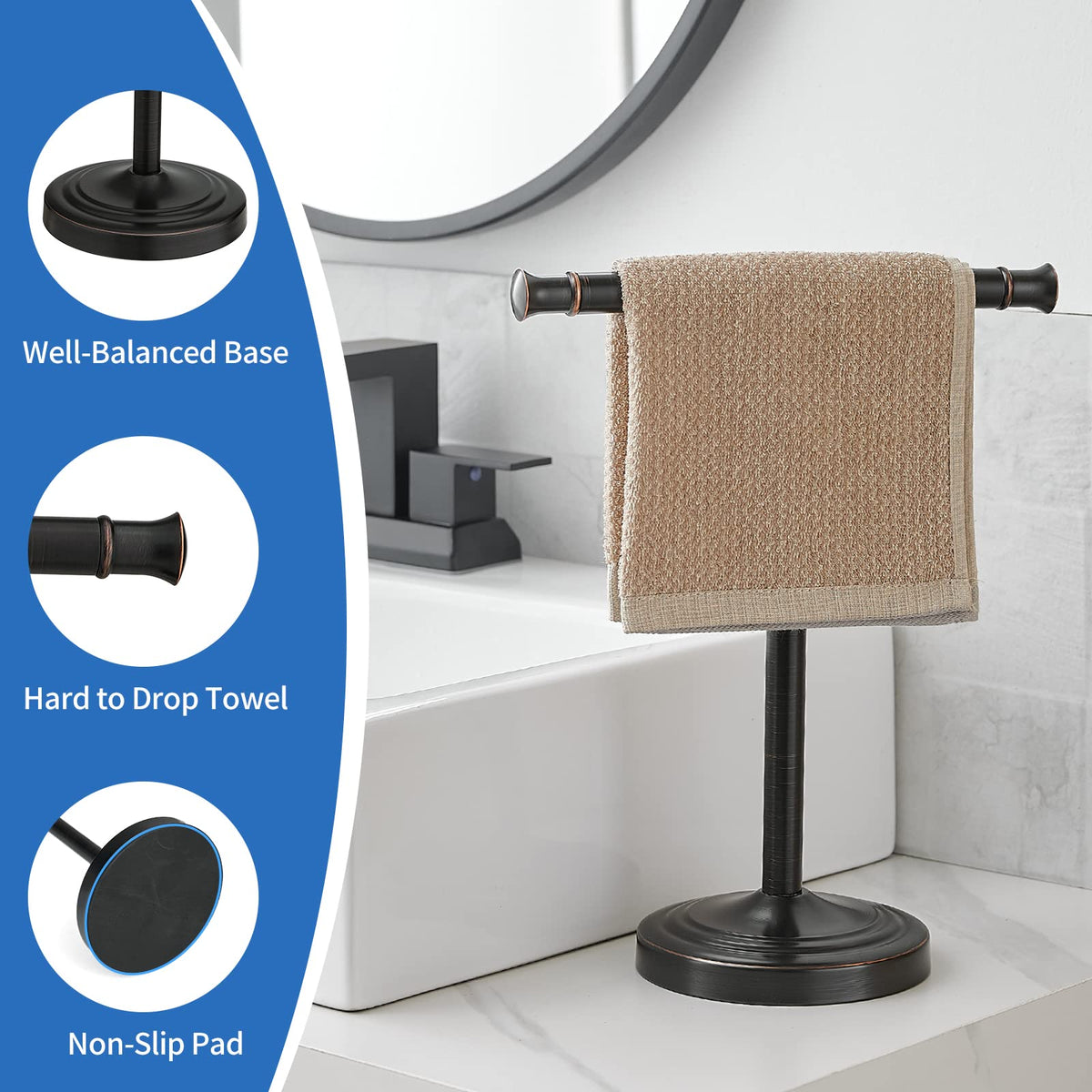 RUMOSE towel stand on kitchen counter placement for versatile use