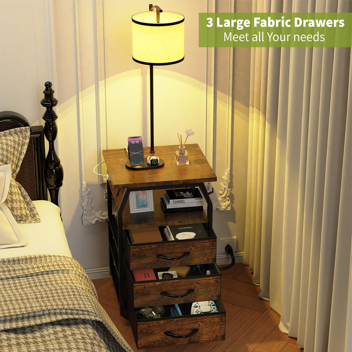 Runjuly lamp with 3 color-temperature bulbs ready for versatile lighting.