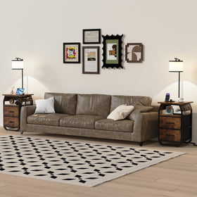 Runjuly rustic brown finish complements bedroom decor and dorm rooms.