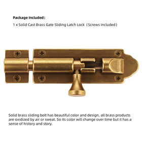 Runningfish solid brass sliding bolt front view illustrates robust privacy for entryways.