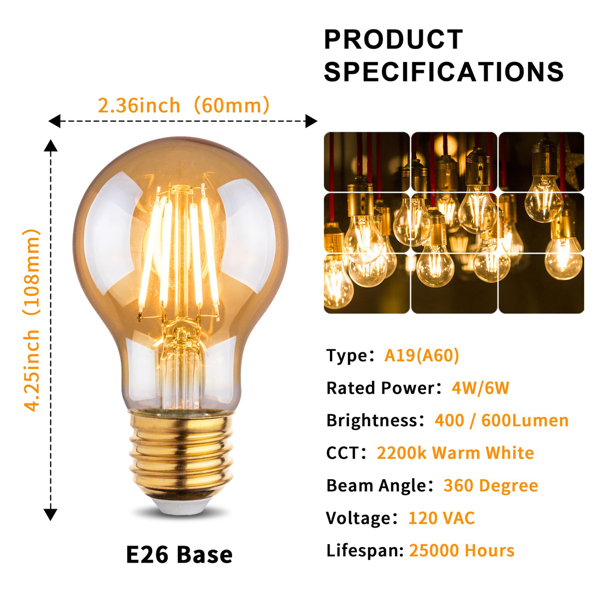 Runquiz amber filament glow visible from the side for cozy illumination.