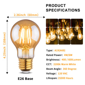 Runquiz amber filament glow visible from the side for cozy illumination.