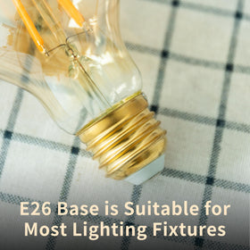 Runquiz antique LED filament bulb with E26 base fits bedside lamps with vintage interiors.