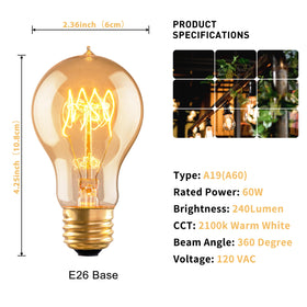 Runquiz Edison-style amber glass bulb in an E26 socket.