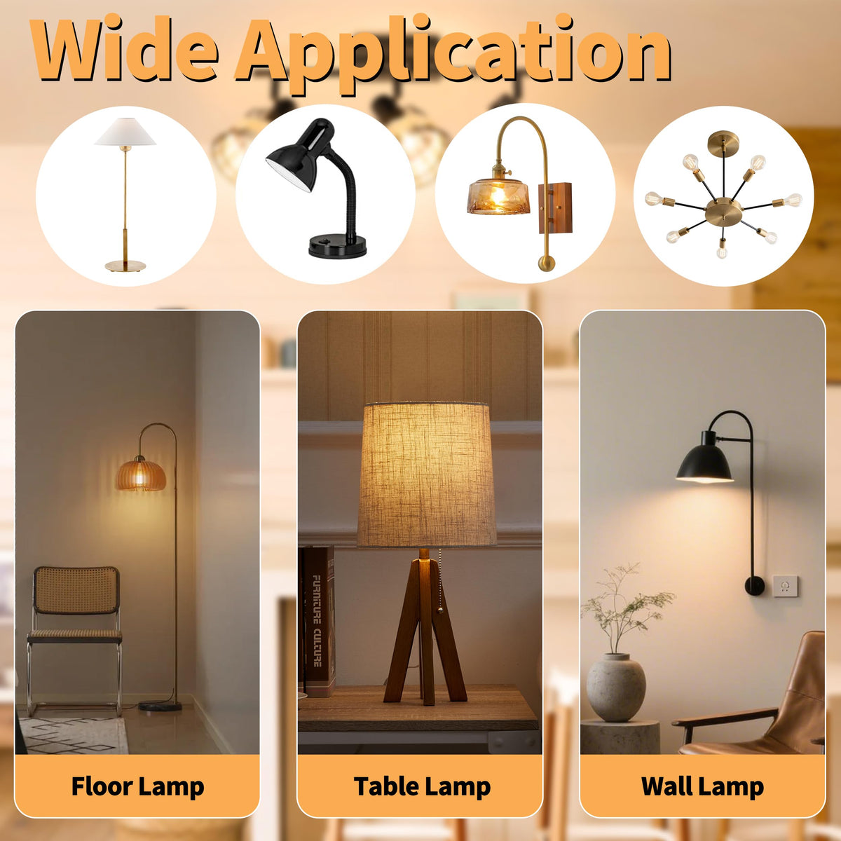 Runquiz amber glow for wall sconces and pendant lighting