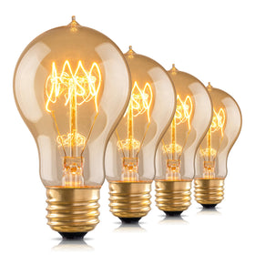 Runquiz warm Edison bulb with amber glass for cozy bedroom ambience.