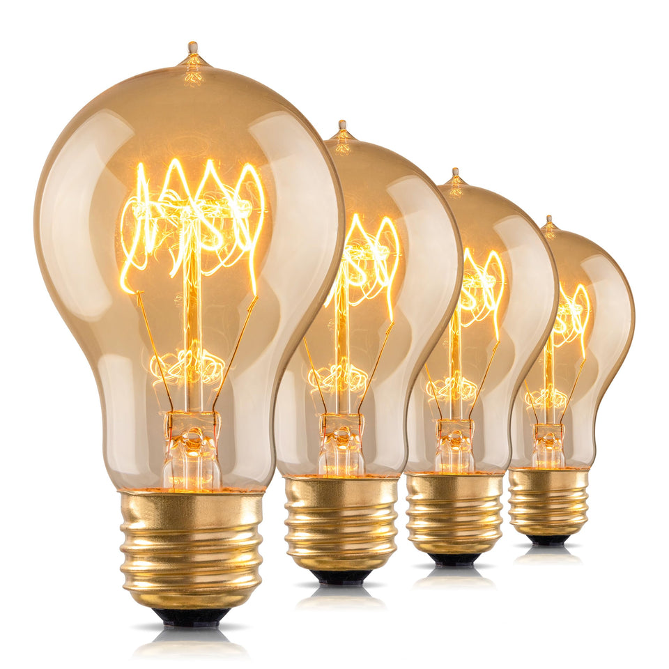 Runquiz warm Edison bulb with amber glass for cozy bedroom ambience.