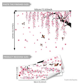Runtoo cherry blossom wall decal closeup reveals delicate watercolor detail