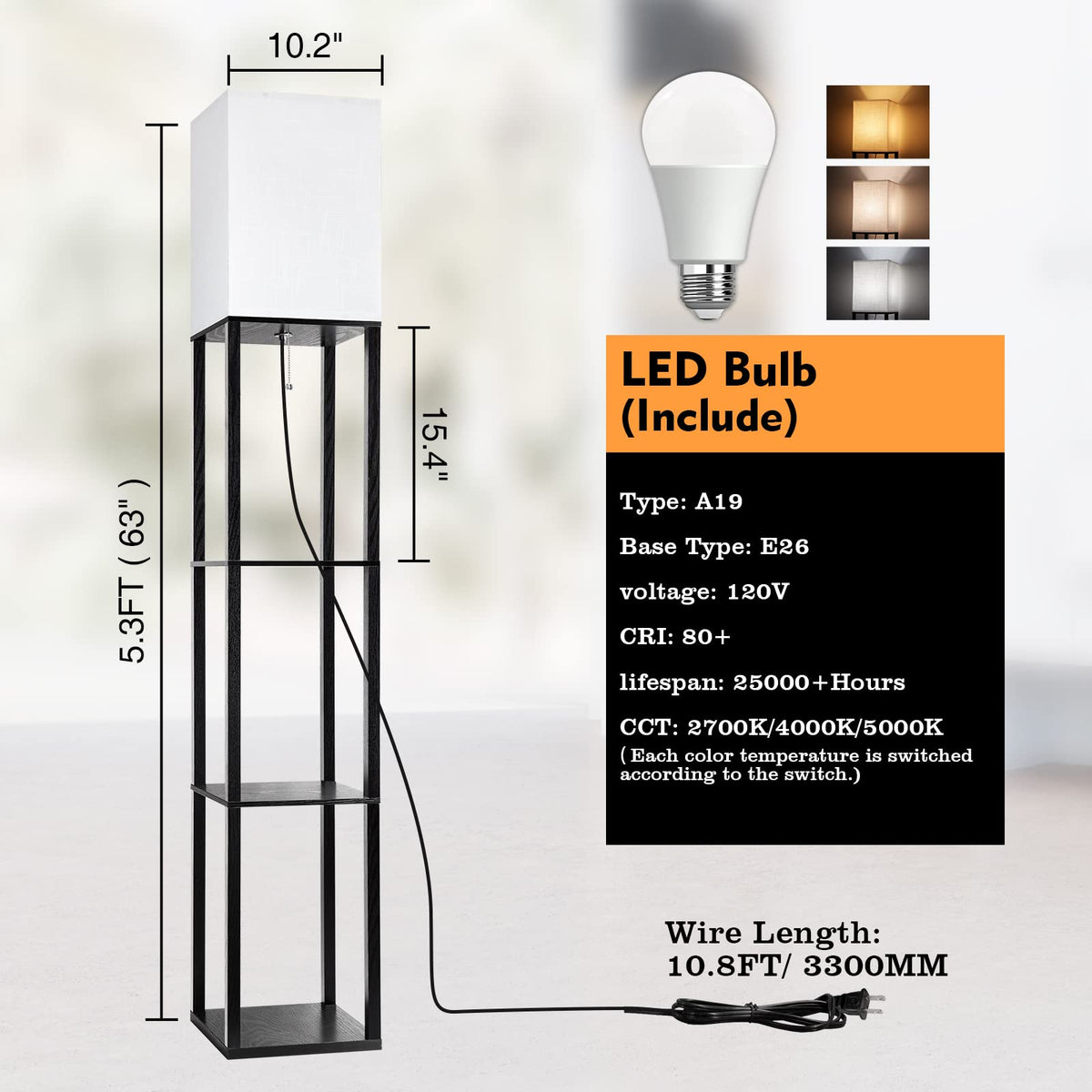 RUNTOP floor lamp featuring off-white fabric shade for soft, elegant glow.