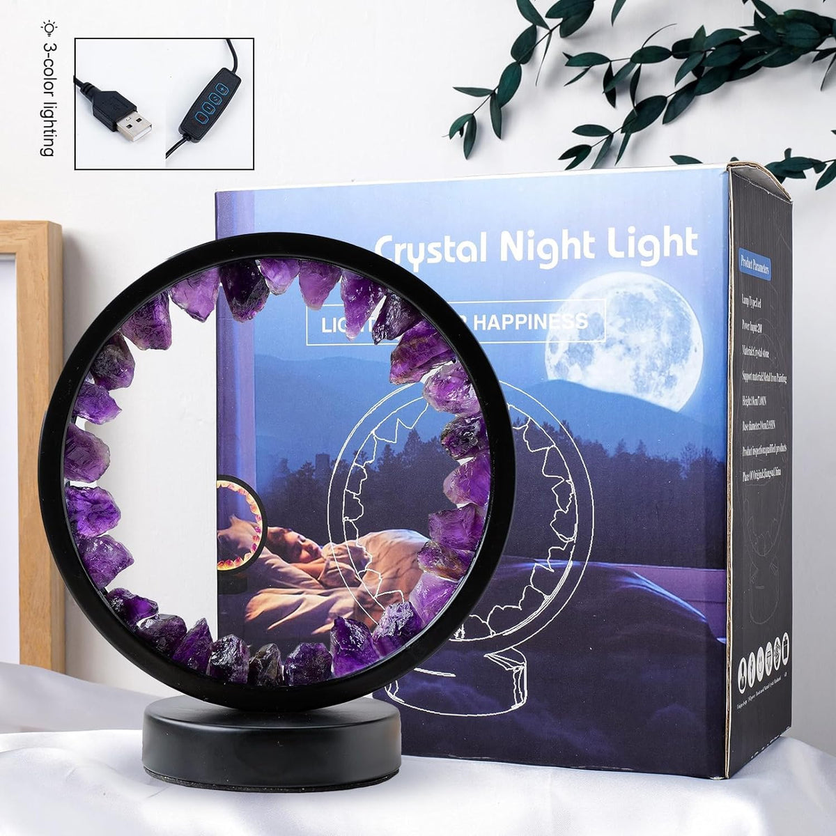 Runyangshi Amethyst Night Lamp suitable on desks or shelves