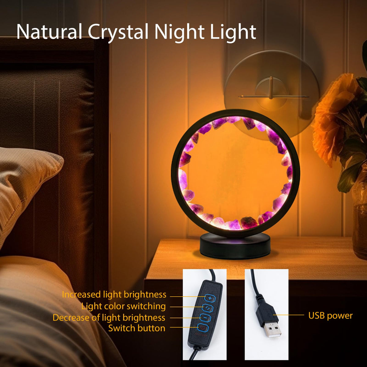 Runyangshi Amethyst Night Lamp gift box offers thoughtful, nature-inspired presentation